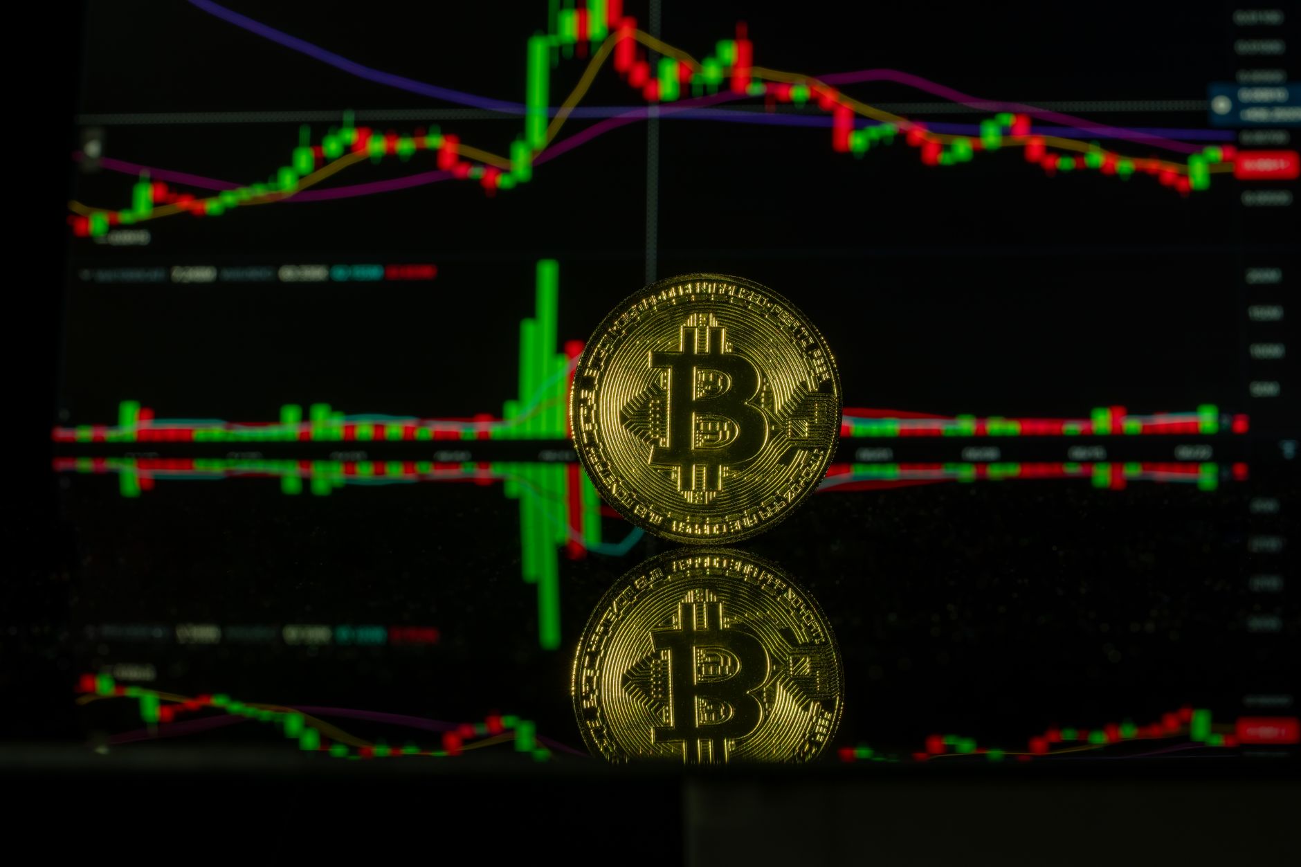 Đồng Bitcoin nổi bật trước biểu đồ nến giao dịch trong ngày CPI Mỹ 11/9/2026